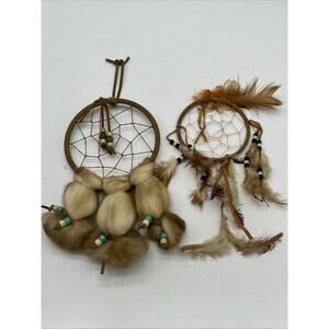 Vintage Handmade Dreamcatcher Set Native American Style Feather Bead Wall Decor